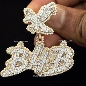 Colgante de Letra con Corte Brillante de Moissanita VVS, Plata de Ley 925 con Baño de Rodio, Estilo Hip Hop Personalizado, Colgante Unisex para Fiestas - Product Image 4
