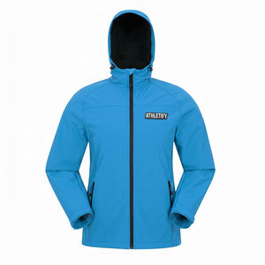 Veste Softshell Unisexe Coupe-Vent 100% Polyester Capuche Fermeture Éclair Imperméable Antibactérien Léger Randonnée en Plein Air Voyage Sports - Product Image 1
