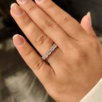 Bague de mariage éternelle entièrement sertie de diamants de laboratoire taille marquise, baguette et ronds pour elle
