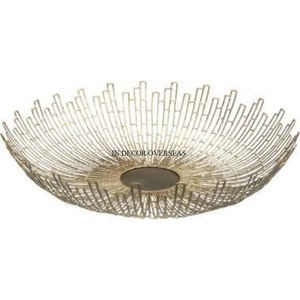 Marco de aluminio fundido chapado en oro de alta calidad de diseñador único de arte creativo moderno para cuenco de forma redonda de vidrio transparente - Product Image 3