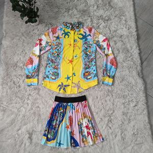 Nouveautés : Ensemble 2 pièces de qualité supérieure, élégant, pour femmes, tenue de bureau, jupe et veste, imprimé rose, patchwork - Product Image 4