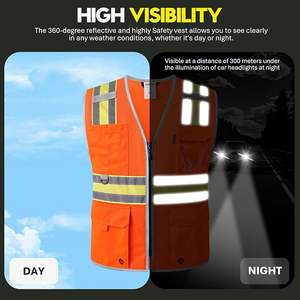 เสื้อกั๊กนิรภัยสำหรับผู้ชายและผู้หญิง เสื้อกั๊กสะท้อนแสงแบบ Hi-Vis พร้อมกระเป๋า มองเห็นได้ชัดเจน - Product Image 3