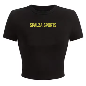 Commandes en gros haut court t-shirts pour femmes demi-manches avec col en O conception couleur unie coton fait été Simple plaine hauts courts - Product Image 1