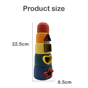 Montessori Silicone đầu học tập xây dựng Stackable ly đồ chơi mềm mọc răng trò chơi cho trẻ sơ sinh - Product Image 2
