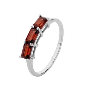 Natural Rhodolite <b>Garnet</b> Stacker <b>Ring</b> for Women 925 Sterling <b>Silver</b> Emerald Cut Rhodium for Everyday Wear Gifts Shah Gems - Product Image 2