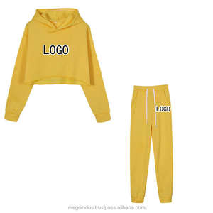 Logo de marque personnalisée et marque de distributeur Sweats à capuche pour femmes Ensemble de survêtement Sweat-shirt uni et pantalon de survêtement Pantalon de survêtement - Product Image 4