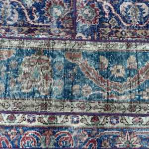 Alfombra Turca, Alfombra Vintage de 2x9 pies, Alfombra Azul de Lana del Suroeste - Product Image 5