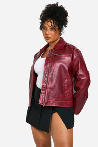 Chaqueta de Cuero Transpirable de Punto para Mujer, Estilo Motociclista, Diseño Personalizado OEM, Suministro de Alta Calidad - Product Image 4