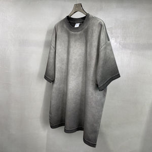 Camiseta lavada con ácido de manga corta de algodón de verano de gran tamaño para hombre, ropa de calle con hombros caídos y patrón de logotipo de microfibra - Product Image 5