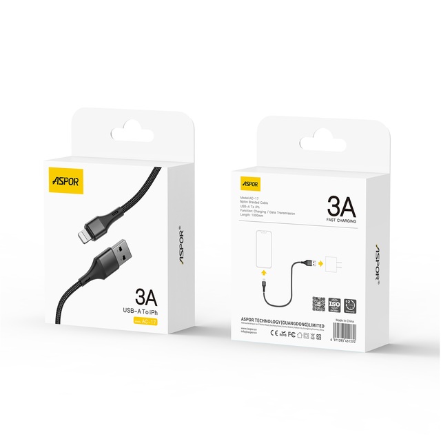 AC-17 Series 1m Nylon Braid USB-C Type-C Data Cable for Phone Fast Charging 3A Speed