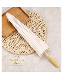 Sombrillas de Papel Hechas a Mano de Bambú a Precio Económico, Sombrillas de Boda con Mango de Madera Vietnamita, Accesorios de Fotografía Rústicos Blancos para Baby Shower - Product Image 4