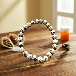 Pulsera de Piedras Preciosas de Jaspe Dálmata Natural de 8 mm, Pulseras de Joyería de Piedras Preciosas de Ágata y Cristal Semipreciosas - Product Image 5