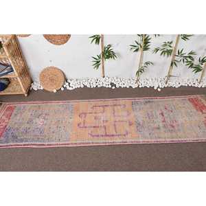 2.4x9.7 ft Turkish Vintage Rug, <b>Runner</b> Rug, Herki <b>Red</b> Wool Rug - Product Image 3