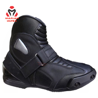 Bottes de moto mi-mollet en PU pour la course, résistantes aux chocs, avec protection de la cheville, semelle antidérapante, broderie et fermeture éclair personnalisables