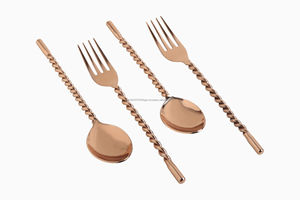 High Quality Hand made Cutlery Silver and Rose Gold Twirl 4 Piece <b>Flatware</b> <b>Set</b> For Wedding - Product Image 5