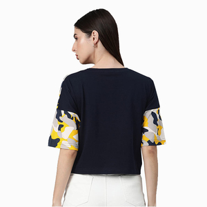 Haute qualité haut court femmes autour du cou à manches courtes logo conception femme 2020 été mode nouveau haut court - Product Image 3