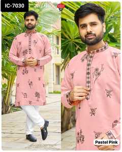 Most Beautiful Indian and Pakistani Style Ready to Wear Roman Silk <b>Men's</b> Wear Kurta for Wedding and <b>Festival</b> Wear <b>Clothes</b> - Product Image 2