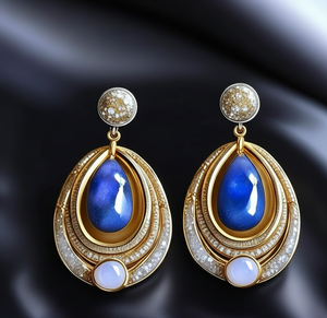 Pendientes de Lágrima de Lapislázuli con Circonitas, Chapados en Oro de 18K, Plata de Ley 925, Joyería Colgante con Piedras Preciosas, Regalo para Mamá o Novia - Product Image 3