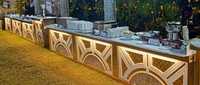 Nouveaux designs de comptoirs de restauration couleur or/comptoir de buffet/comptoir de buffet en acier inoxydable pour buffet d'hôtel