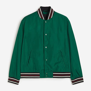 OEM personalizado invierno 80's Vintage moda satén acanalado elástico puño Universidad hombres poliéster totalmente personalizado béisbol bombardero chaqueta - Product Image 1