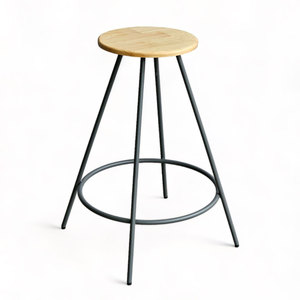Contemporary High Bar <b>Stool</b> with Pu <b>Cushion</b> and Powder-Coated Iron Legs - Product Image 1