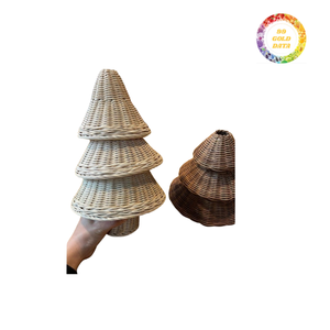 Venta al por mayor de adornos navideños de ratán bambú árboles copos de nieve medias para distribución comercial Feliz Navidad ocasión - Product Image 3