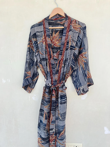 Kimono de seda crepé, bata vintage hecha a mano, bata de seda para mujer - Product Image 4