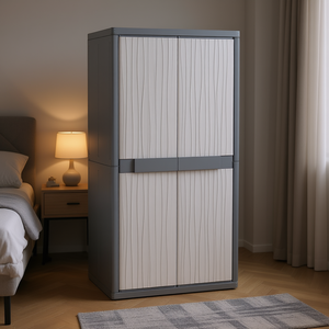 Armario Portátil Terry Wave Jumbo 3900 de 90 cm, Gris Claro Oscuro, 2 Puertas Abatibles, Kit de Muebles - Product Image 3