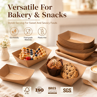 Plateau en papier kraft plié avec bordure, design kraft, pour service de frites – Commande en gros