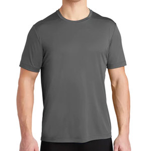 Couleur grise hommes coton Slim Fit hauts liquidation été solide vêtements mode manches courtes col rond t-shirt - Product Image 3