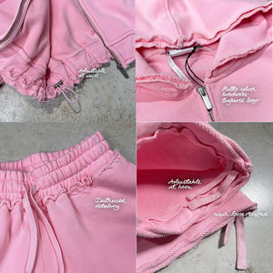 ชุดเซ็ตฮู้ดดี้ครอปซิปผ้าเฟรนช์เทอร์รี่สไตล์วินเทจฟอกสีแบบดิสเทรสสำหรับผู้หญิง  ชุดลำลองสองชิ้นเข้าชุดกันสำหรับฤดูหนาว - Product Image 6