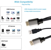 Câble HDMI bidirectionnel 4K60Hz vers DisplayPort avec câble d'alimentation USB pour PS5 Switch Ordinateur portable TV Projecteur Moniteur Xbox