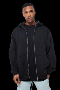 Sweat à capuche personnalisé de haute qualité en éponge française sweat à capuche unisexe avec logo de broderie en chenille intégral avec fermeture éclair hip hop - Product Image 5