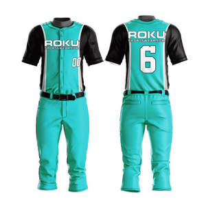 Jersey de béisbol con cuello en V de alta calidad, uniforme con logotipo personalizado impreso de talla grande, conjuntos de ropa deportiva transpirable antibacteriana de secado rápido - Product Image 6