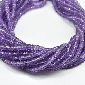 Cuentas de Rondelle facetadas de amatista natural, cuentas sueltas de corte de piedra de cristal de cuarzo púrpura para fabricación de joyas, fabricante artesanal - Product Image 5