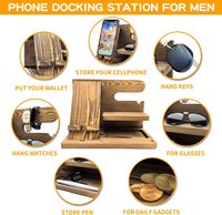 Organisateur de bureau en bois créatif facile à assembler support poli foncé pour montre mobile Googles Station de charge en bois