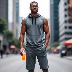 Muscle Fit sin mangas Tank Hoodie hombres atléticos 100% algodón Stringer Tank Hood hombres entrenamiento Fitness Tank Top - Product Image 5