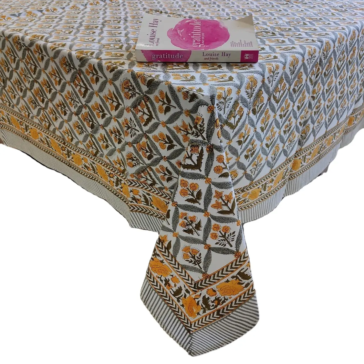 Cubierta de algodón para mesa de comedor, cubierta de tela con estampado de bloque, venta al por mayor de India