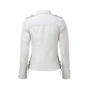 Chaquetas de motorista para mujer con logotipo personalizado, chaquetas de piel de oveja auténtica para mujer, venta al por mayor - Product Image 2