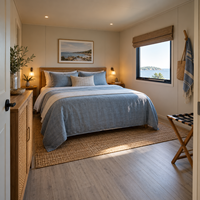 Maison conteneur moderne en bois avec terrasse extérieure, maisonnette modulaire préfabriquée pour complexe hôtelier et chalet de vacances