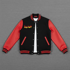 Vestes universitaires pour hommes en gros, OEM, lourde, corps en laine, manches en cuir, brodées, coupe ample, tailles régulières, veste pour homme - Product Image 1