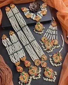 Conjuntos de Gargantilla y aretes de collar multicapa con cuentas de perlas de alta calidad para boda, fiesta, compromiso, aniversario, regalo perfecto - Product Image 2