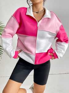 Sweat-shirt Colorblock pour femme Streetwear multicolore Pull polaire pour femme Sweat-shirt Colorblock uni 2025 - Product Image 3