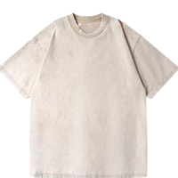 T-shirt Homme Col Rond Premium Coupe Classique Beige Délavé 100% Coton Épais Style Vintage Logo Personnalisé Écologique Anti-Plis