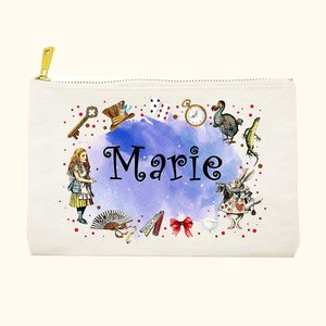 Personalized Wonderland Cartoon Cosmetic <b>Bag</b> Women <b>Small</b> Capacity Zipper Closure Thick Durable Birthday Wedding Bridal Shower - Product Image 3