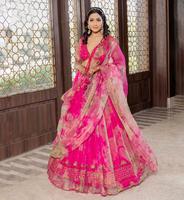 Tissu Georgette brodé à paillettes pour femmes, Lehenga, Choli pour fête de mariage, dernière création de Designer, couleur rose