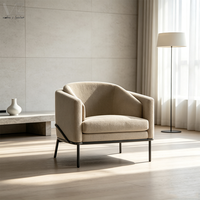 Fauteuil d'appoint de luxe minimaliste italien, structure métallique, revêtement en cuir, fauteuil de salon individuel pour villa