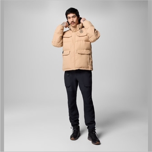 Men's High Quality <b>Denim</b> Puffer <b>Jacket</b> Vintage Style Hooded Collar Front Embroidered Logo Solid Pattern Winter Closure Zipper - Product Image 3
