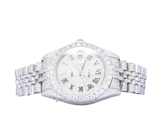 Edelstahl Iced Out Moissan ite Diamond VVS Clarity Diamond Nieten Analog uhr zum Großhandels preis Hohe Qualität erhältlich