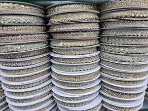 Ribete Trenzado Dorado para Coser, 19.5mm, con Lentejuelas y Cuentas, Encaje Soluble en Agua, Ecológico, para Bolsos, Bufandas, Zapatos, Disfraces de Carnaval - Product Image 2